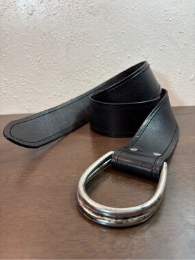 Fossil Black Leather Double-Ring Belt